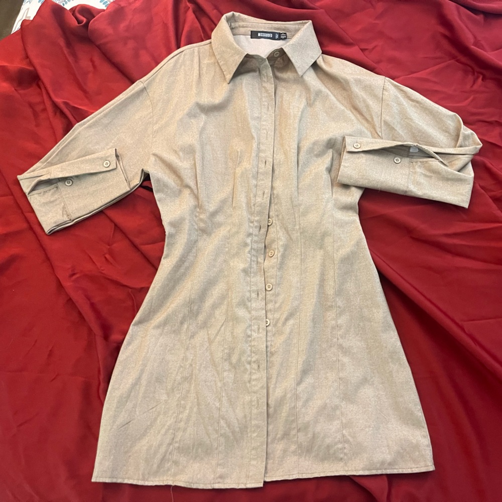 Missguided Long Sleeve Corset Shirt Dress